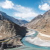Confluence of the Indus and Zanskar Rivers in Leh Ladakh, India